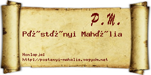 Pöstényi Mahália névjegykártya